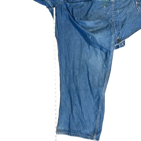 Carhartt Overalls Mens 48x29 Blue Jean Denim Work Farmer Utility Bib DISTRESSED - Picture 4 of 4